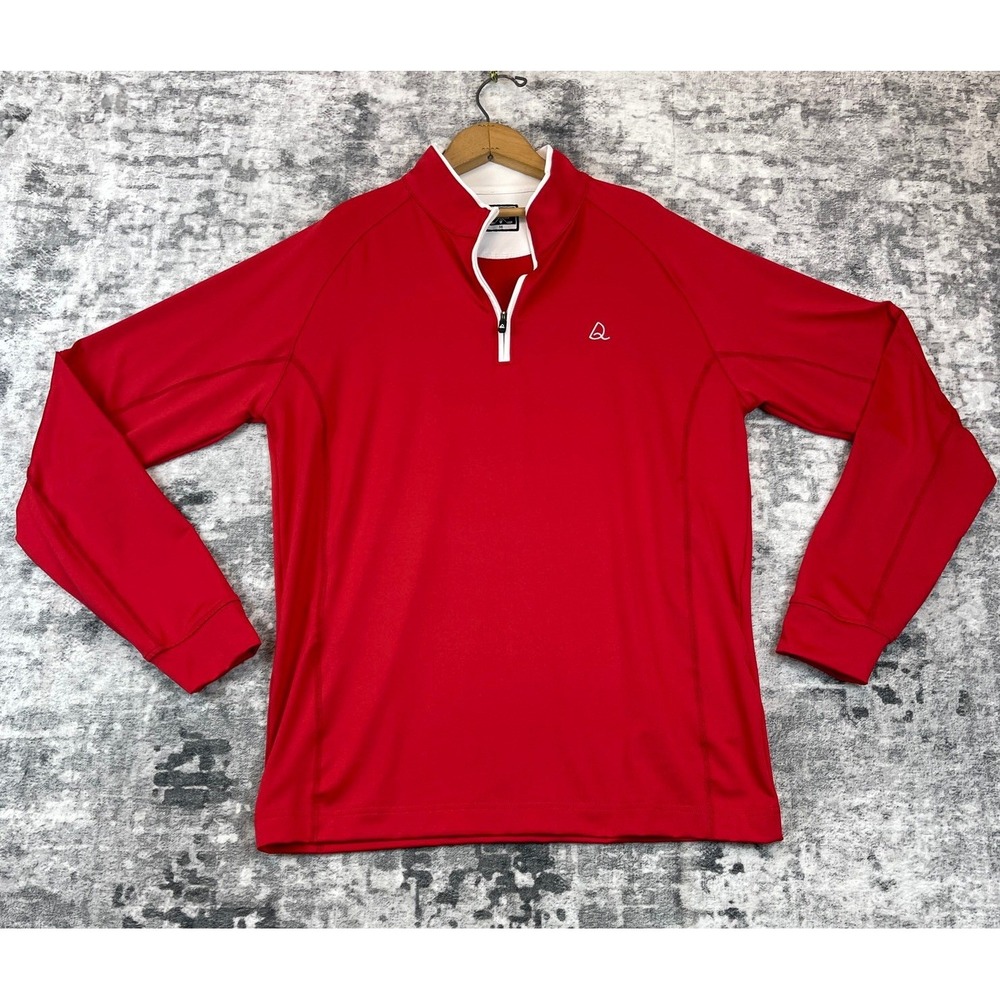 Deolax Men's Golf Pullover Medium‎ Red Quarter Zip Long Sleeve Performance NWOT